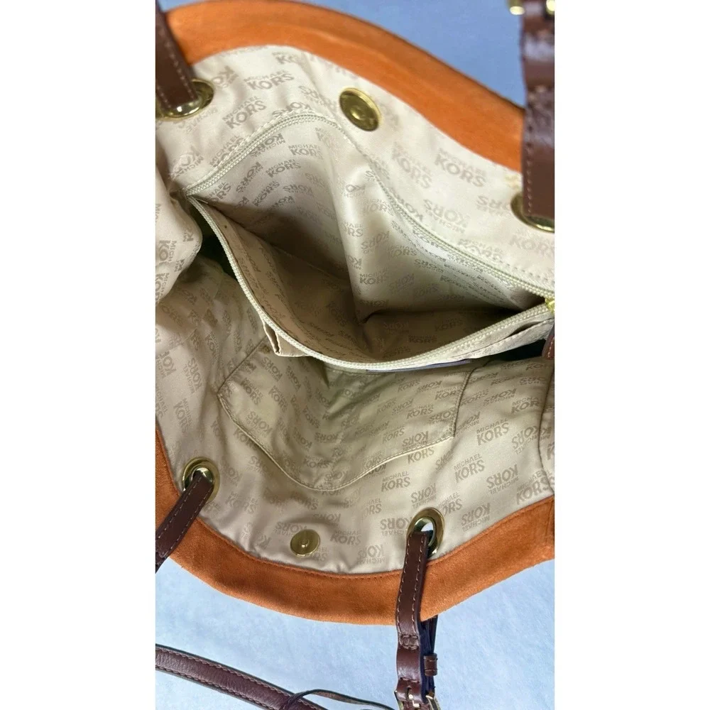Michael Kors Orange Suede Tote Shoulder Bag
